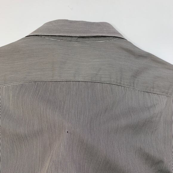 Versace Shirt Mens 17.5 Trend Collection Black White Striped Button Up Dress - Picture 9 of 12